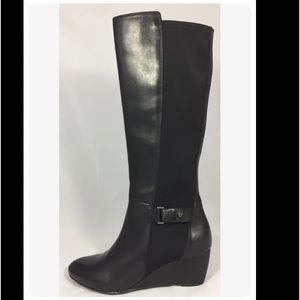 New Geox Respira Venere Black Wedge Elastane High Women Boots Leather 40 10